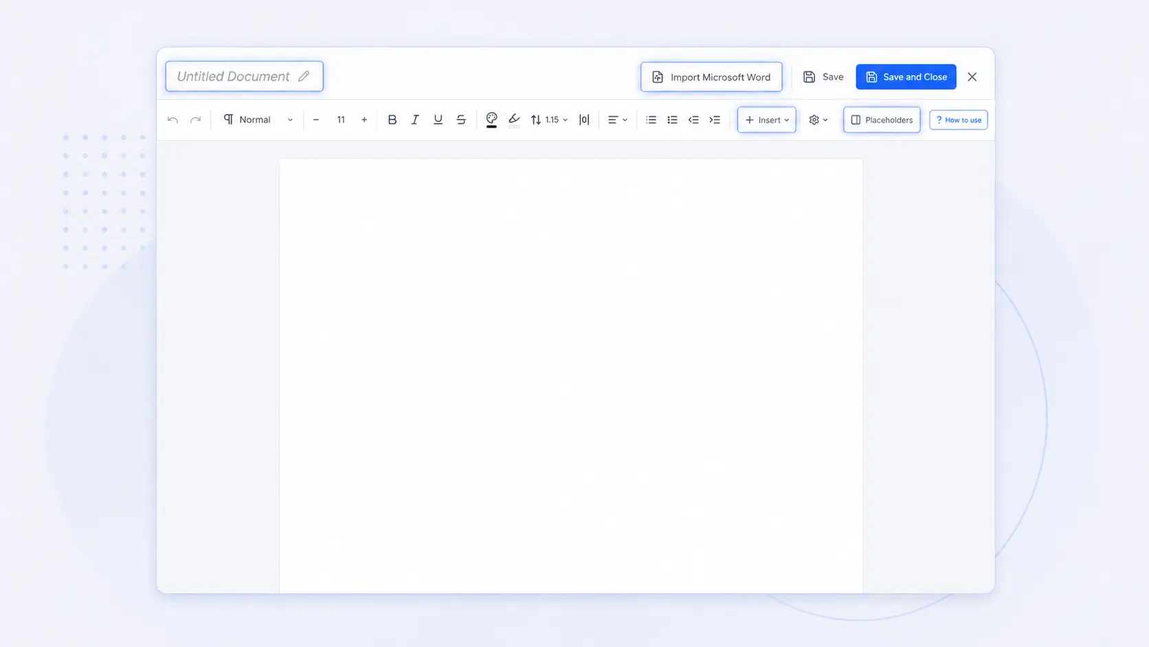 New contract editor with Microsoft Word import