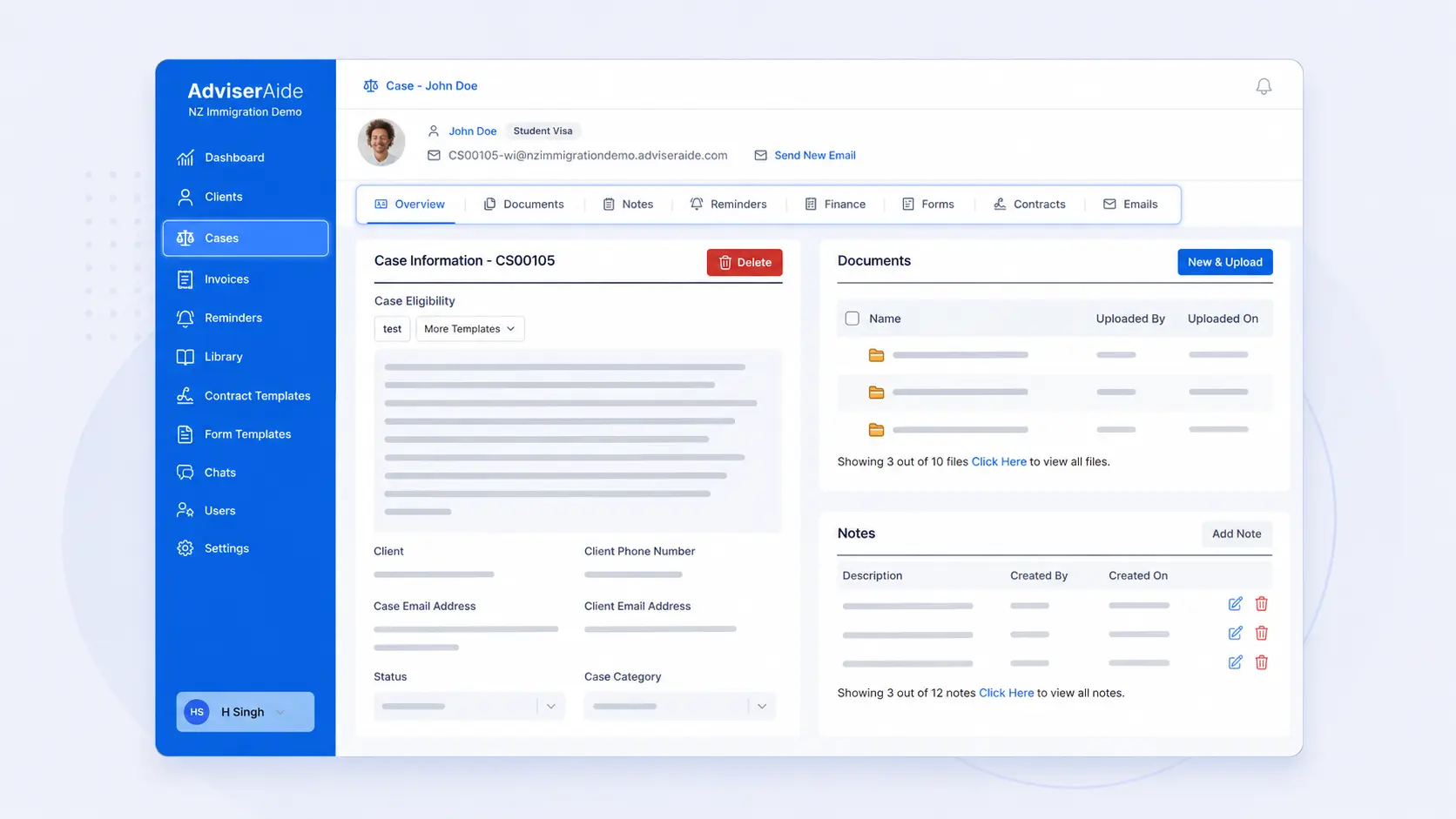 Case Profile Overview in AdviserAide