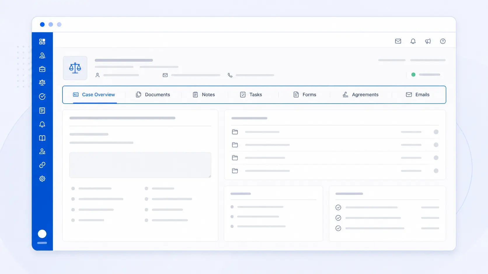 Illustration of an AdviserAide case profile with the case workspace navigation highlighted