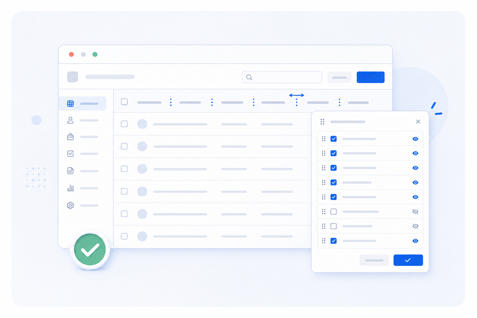 Browser list illustration showing custom columns and saved list settings